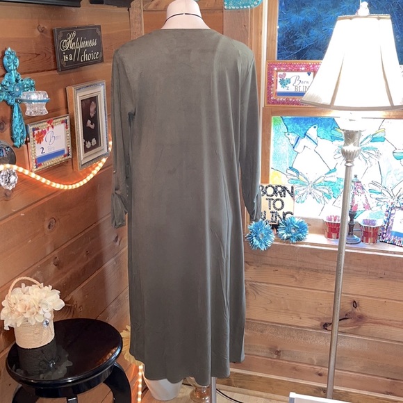 PHILOSOPHY FAUX LEATHER long cardigan NWT GORGEOUS Swarovski crystal cross - Picture 6 of 11